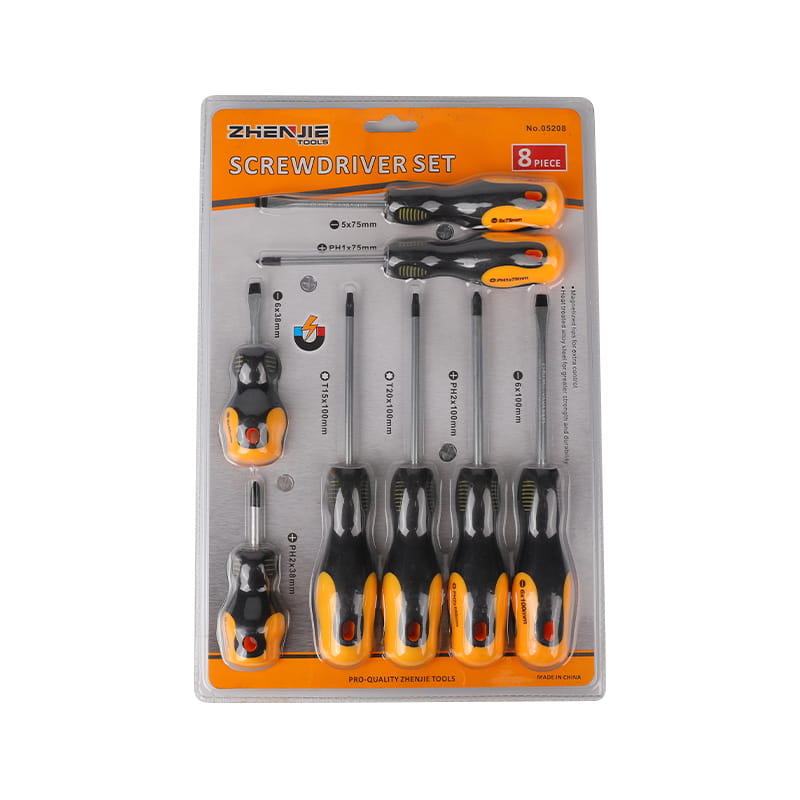 8 stk. Phillips Torx CRV skrutrekkersett med spor
