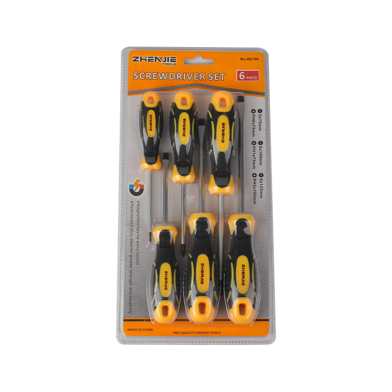 6 stk magnetisert spissen med spor og Phillips CRV skrutrekkersett